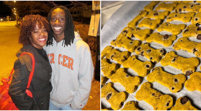 Nursing alumni couple creates pet business with holistic values At left, Kia and Daniel Pascal when they were Mercer students. At right, Dulces de Luna dog biscuits on a baking pan.