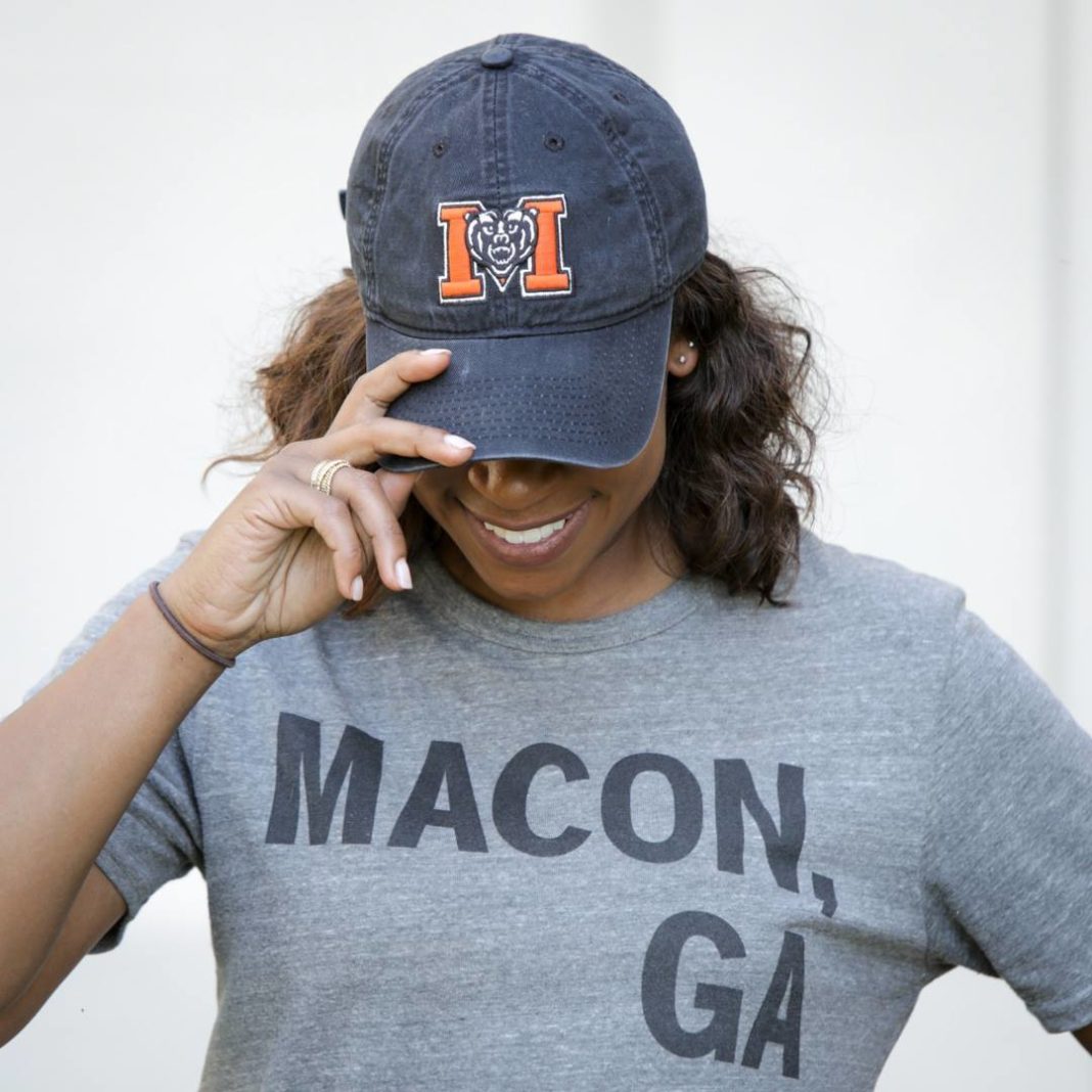 Erin Keller wears a Mercer hat and a Macon, Georgia, shirt.