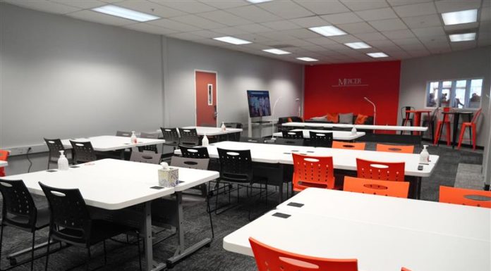 Google grant funds ‘innovation hub’ on Douglas campus Tables and chairs are seen inside the Workforce Innovation Lab.