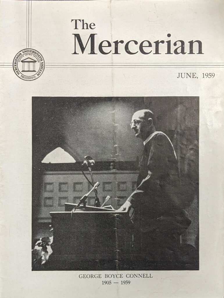 cover of mercerian magazine features man standing at podium