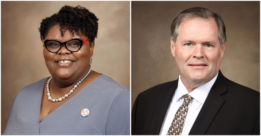 Side by side headshots of Dr. Sabrina Walthall and Dr. John Carroll.