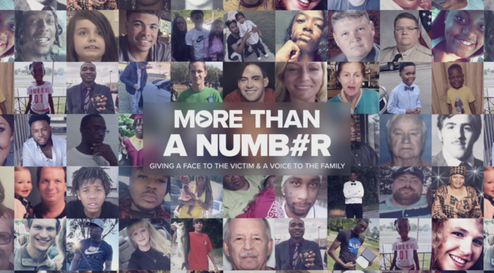 Tragedy inspires Mercer alumnus’s initiative to support families of homicide victims A collage with the faces of homicide victims, with the words "More Than a Number" on top.