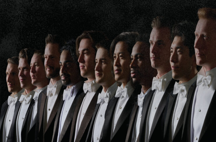 profile of 12 men in tuxedos
