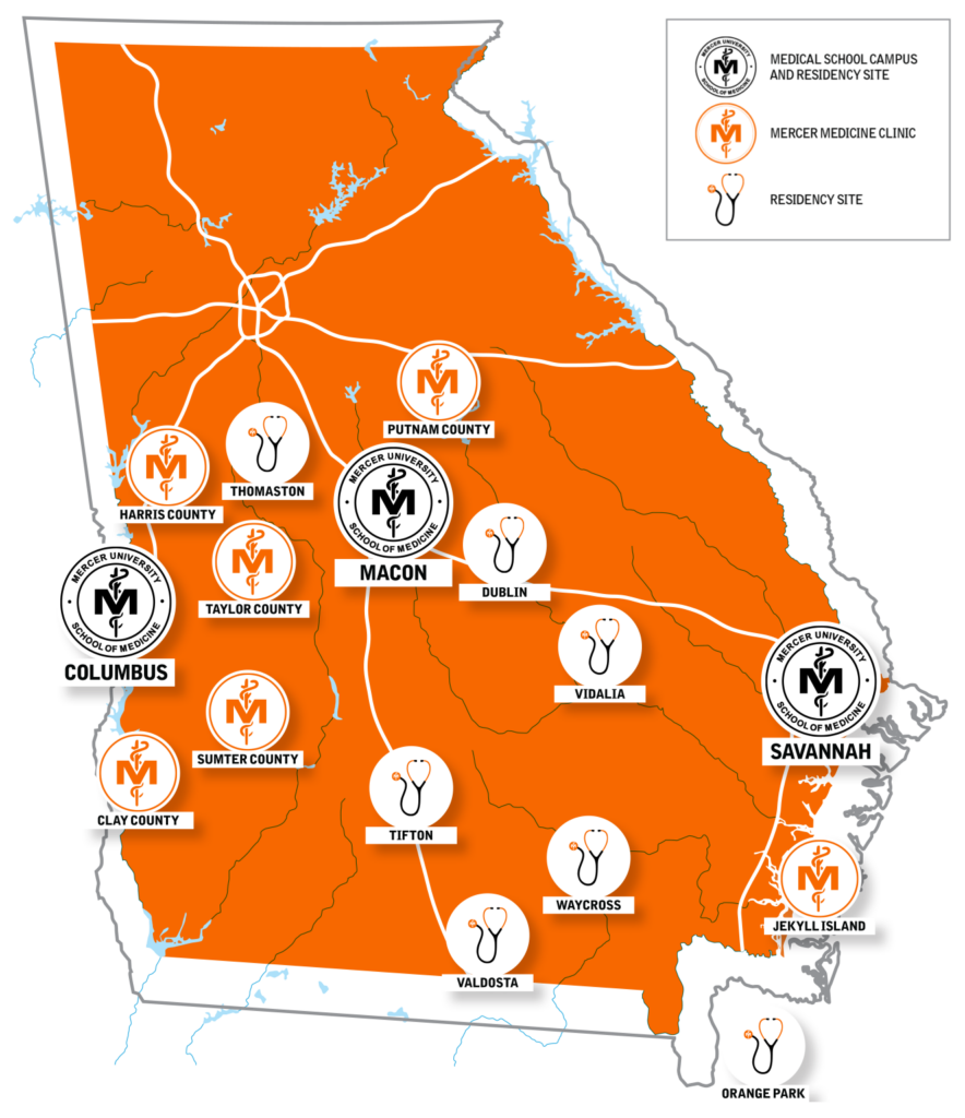 map showing mercer medicine locations