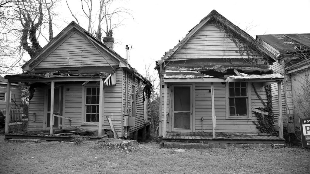 two houses that are falling apart
