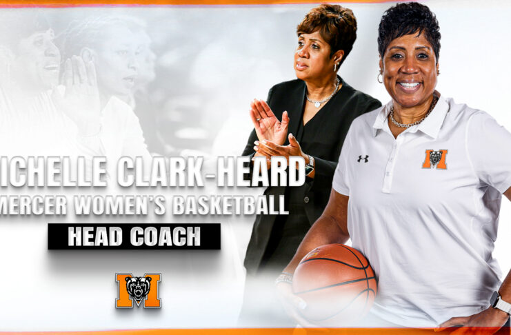 graphic with photo of michelle clark-heard and words announcing her as head coach