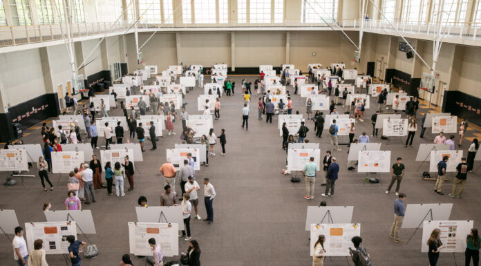 14th Annual BEAR Day to showcase research, special projects in Macon overhead indoor shot of rows of easels/posters and students
