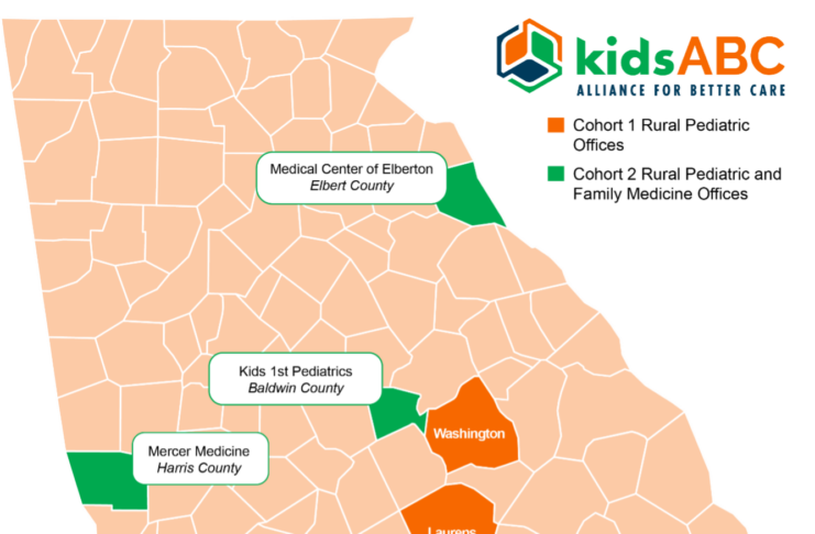 Map showing locations of KidsABC counties