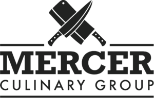 logo shows a chef's knife crossed with a butcher's knife and the words "Mercer Culinary Group" underneath