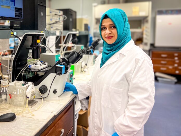 Dr. Nazia Hoque in the pharmacy lab