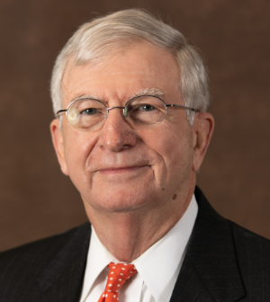 Portrait of David Hudson wearing a suit and a polka-dot tie, smiling at the camera.