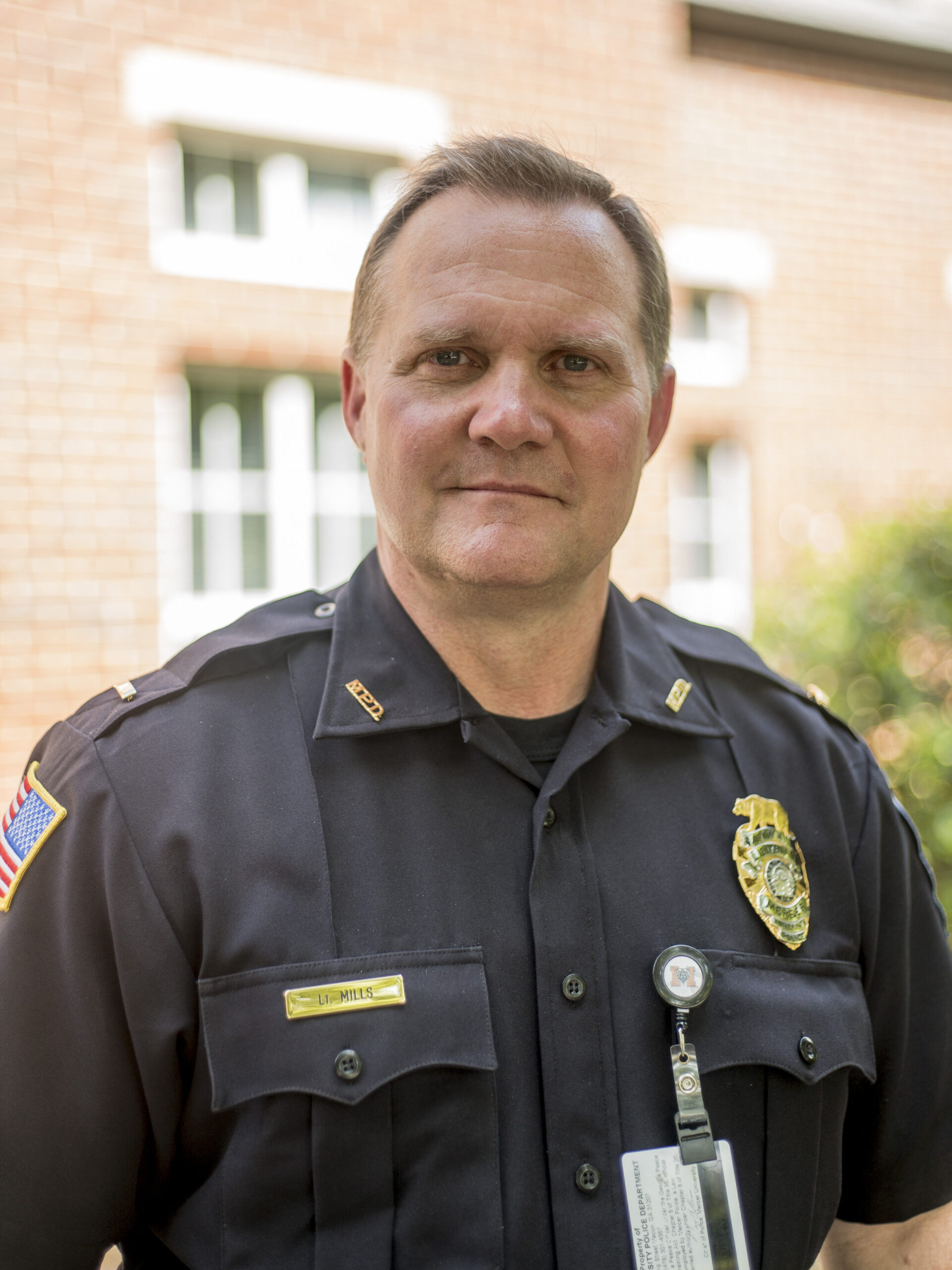 Headshot of Mercer Police Lt. Gary Mills in uniform