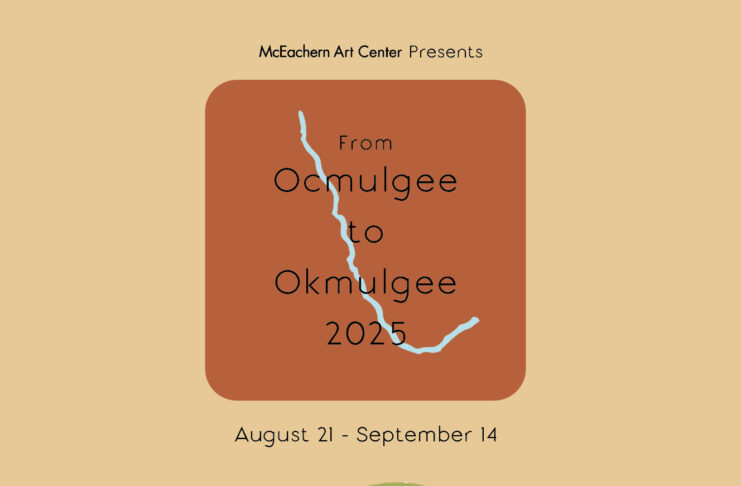 Event poster for From Ocmulgee to Okmulgee 2025, August 21–September 14, with an image of an earth mound.