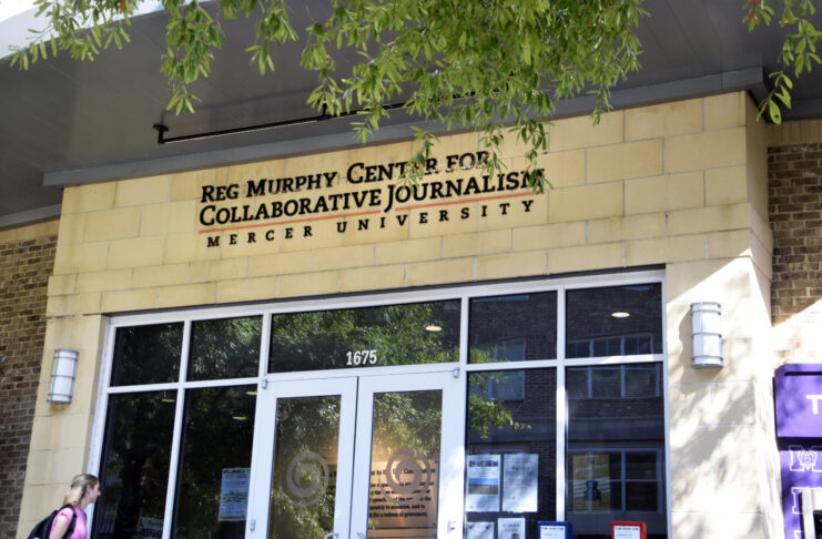 Entrance to the Reg Murphy Center for Collaborative Journalism at Mercer University.