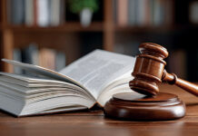 From the bench to the classroom: How judges enhance legal education at Mercer Law A wooden judge’s gavel rests on a sound block next to an open book on a wooden table, with shelves in the background.