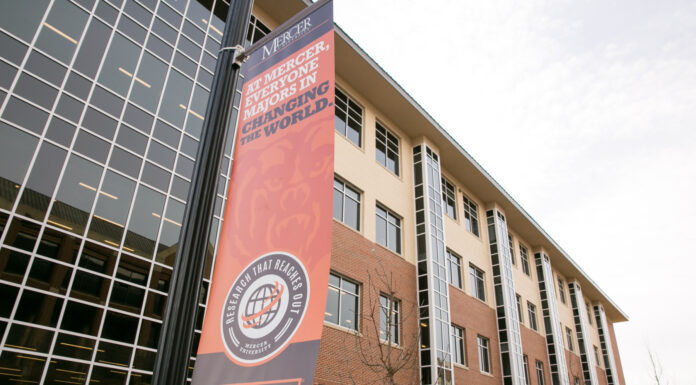 Mercer researchers study ways to detect phthalates in everyday products Banner outside the Godsey Science Center reads At Mercer, everyone majors in changing the world.