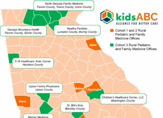 Kids Alliance for Better Care expands to support more rural pediatric and family medicine practices Map of Georgia showing locations of kidsABC rural pediatric and family medicine offices, marked in green and orange.