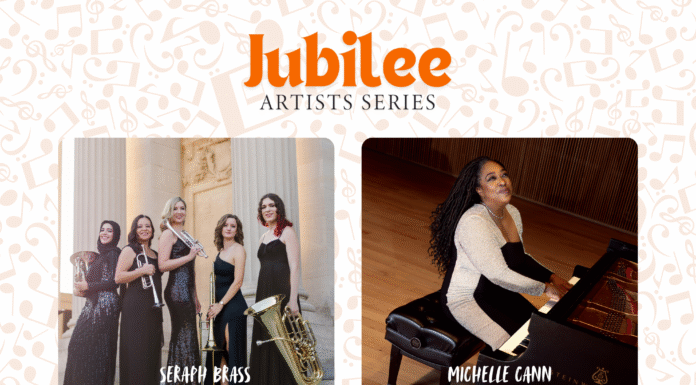 Jubilee Artists Series spring performances highlight pioneering female musicians Promotional image for Mercer University’s Jubilee Artists Series, featuring Seraph Brass and Michelle Cann at Fickling Hall.