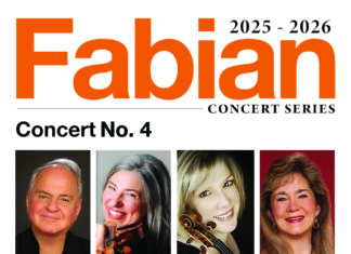 Fabian Concert Series allows students to perform alongside world-class musicians Concert poster for Fabian Concert Series No. 4 on Feb 3, 7:30 PM at Fickling Hall, featuring various musicians.
