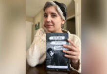Discovery of dad’s love letters leads Spanish professor to compile them in book Dr. Clara Mengolini holds a book titled Idiota de tanto quererte and looks at the camera.