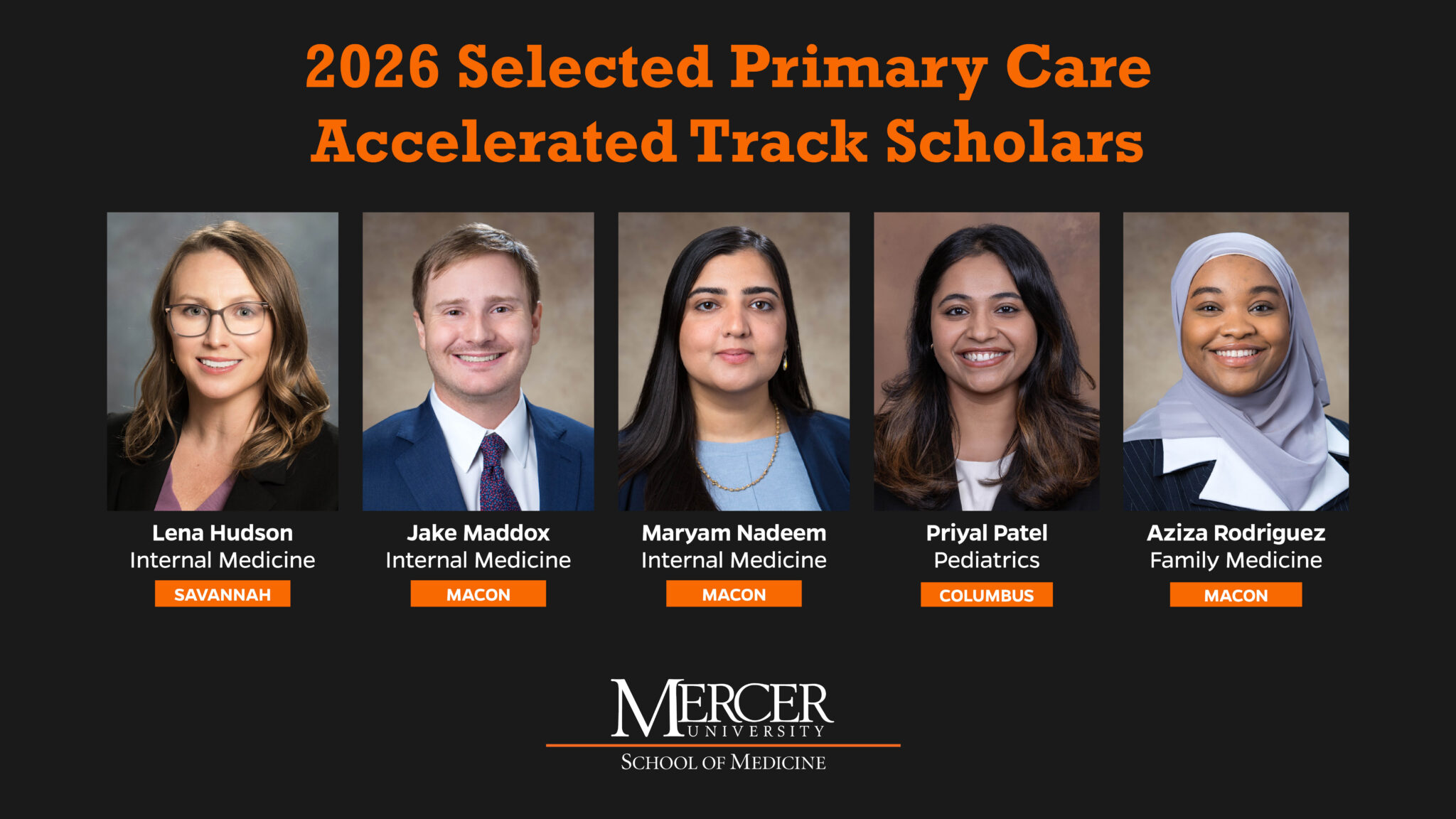 School of Medicine announces 2026 Primary Care Accelerated Track Scholars 