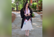 Mercer experiences cultivate senior’s passion for global health work Annie Potts in a graduation gown and cords.