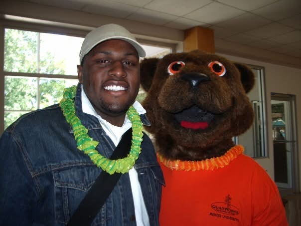 James Nixon with Toby the Bear.