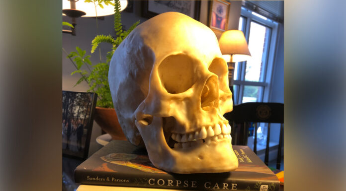 In remembering that we die, we learn how to live | Dr. Greg DeLoach A realistic skull model rests atop three books titled Corpse Care, Being Mortal, and The Christian Art of Dying.