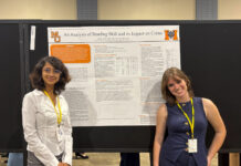 Student researches potential link between inmates’ literacy, crime severity Addie White and Riya Salvi stand in front of a research poster titled An Analysis of Reading Skill and its Impact on Crime.