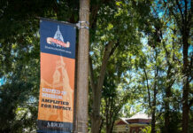 Countdown to 19 kicks off with Family Weekend A banner on a pole reading One Mercer Inauguration 2026: United in Mission. Amplified for Impact.